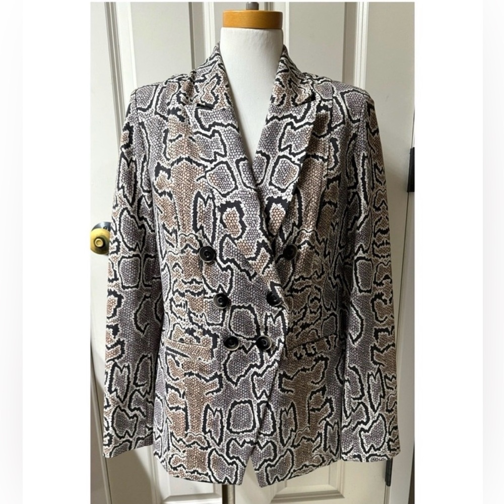CAbi Python Print Double Breasted Blazer Jacket S… - image 3